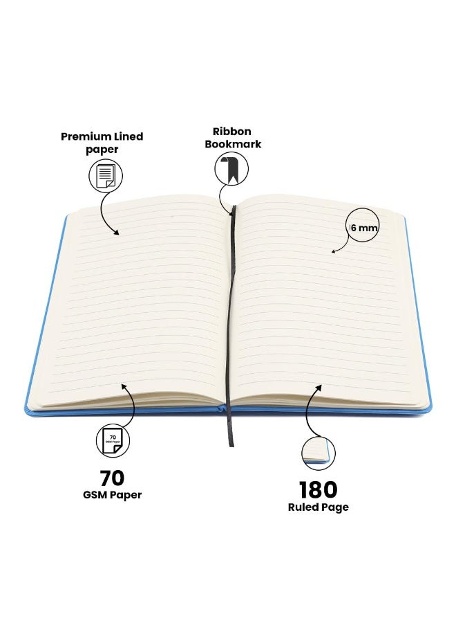 AICA Personalized Name & Charm Leather HardCover Notebook Diary -A5 Size, 180 Ruled Pages | Daily Journal Diaries Diary for Men Women Girls & Boys (Royal Blue) - Image 3