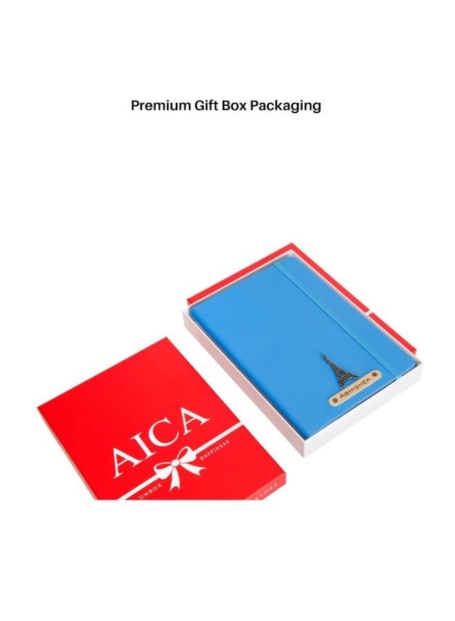 AICA Personalized Name & Charm Leather HardCover Notebook Diary -A5 Size, 180 Ruled Pages | Daily Journal Diaries Diary for Men Women Girls & Boys (Royal Blue) - Image 4