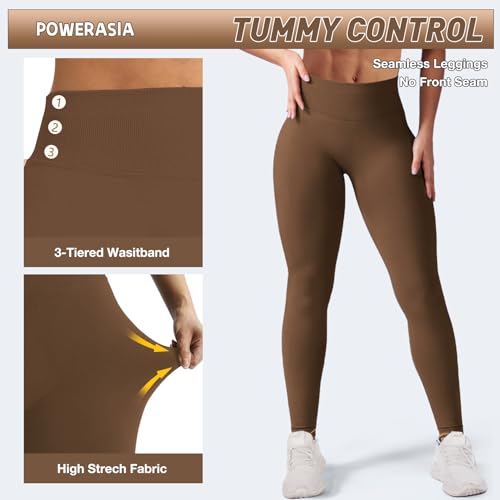 POWERASIA Seamless Impact Leggings Hidden Scrunch Butt Lifting Leggings for Women Booty Workout Tights Mid Low Waist Tummy Control Compression Fitness Gym Womens V Back Yoga Pants - Image 3