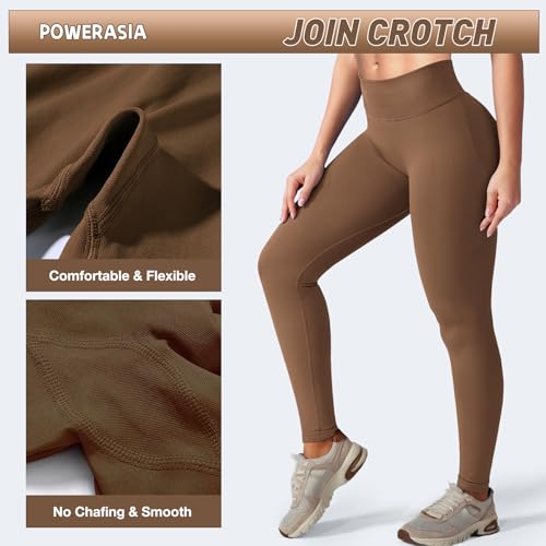 POWERASIA Seamless Impact Leggings Hidden Scrunch Butt Lifting Leggings for Women Booty Workout Tights Mid Low Waist Tummy Control Compression Fitness Gym Womens V Back Yoga Pants - Image 5