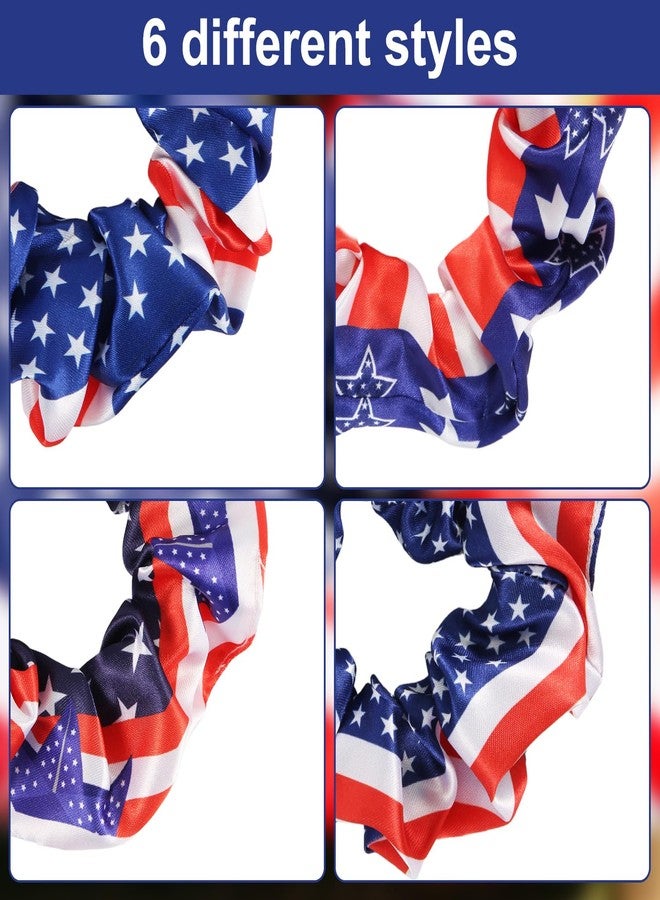PEUTIER 6pcs Red White and Blue Scrunchies, Patriotic Elastic Hair Band Fourth of July Hair Accessories Independence Day Hair Tie American Flag Hair Ties Patriotic Ponytail Bands for Girls Women - Image 3