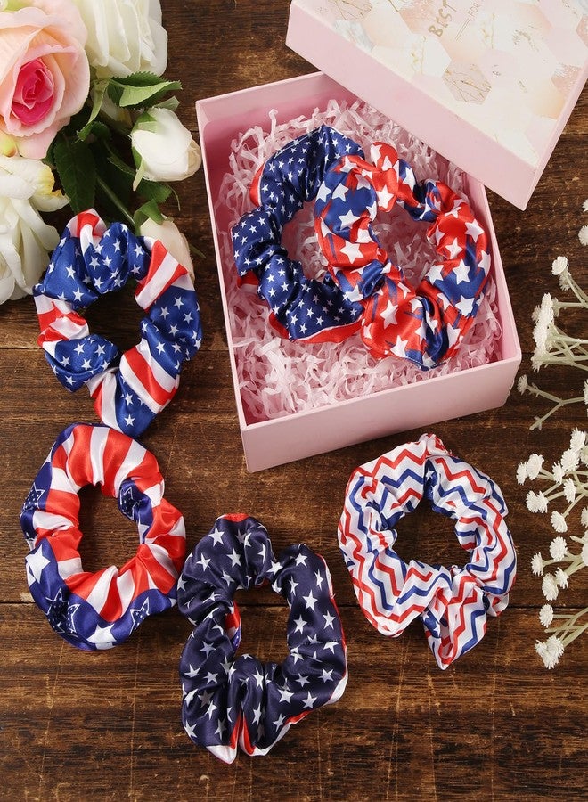 PEUTIER 6pcs Red White and Blue Scrunchies, Patriotic Elastic Hair Band Fourth of July Hair Accessories Independence Day Hair Tie American Flag Hair Ties Patriotic Ponytail Bands for Girls Women - Image 5