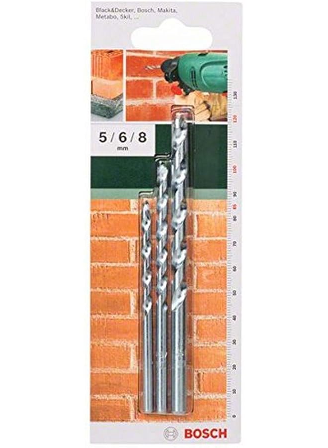 BOSCH Standard Drill Bit For Economic Drilling Inch All Types Of Impact Resist And Tungsten Carbide Tip Diameter Mm X Length Mm 5.0X85 6.0X100 8.0X120 3 Pieces - Image 1