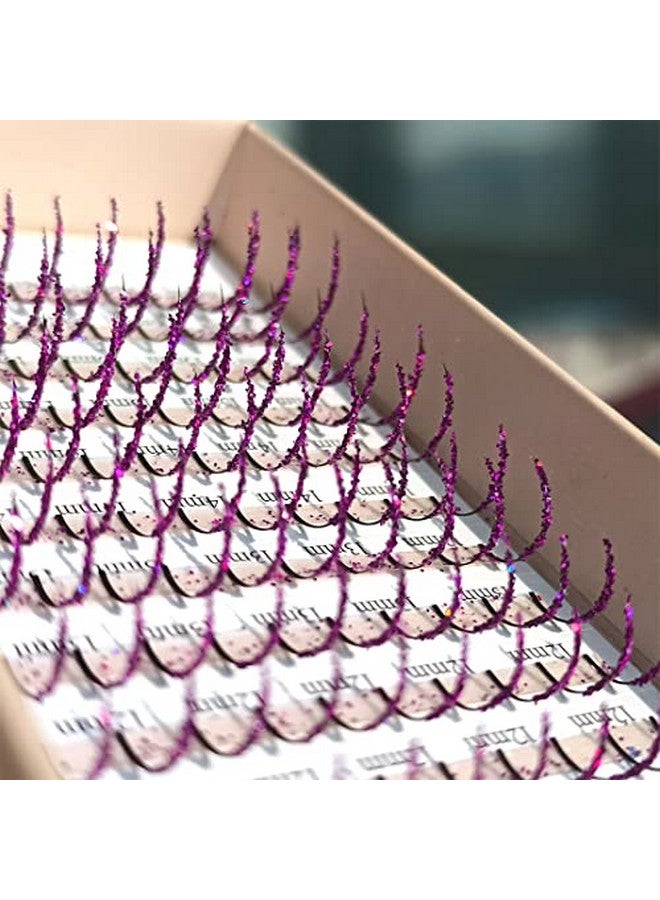 FQNing Purple Glitter Eyelash Extensions Laser Colored Spike Colorful Eye Lash Extension Professional Supplies 11Mm 16Mm Mixed(Purple) - Image 1