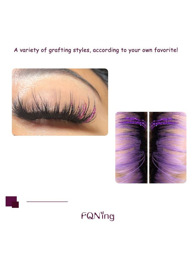 FQNing Purple Glitter Eyelash Extensions Laser Colored Spike Colorful Eye Lash Extension Professional Supplies 11Mm 16Mm Mixed(Purple) - Image 4