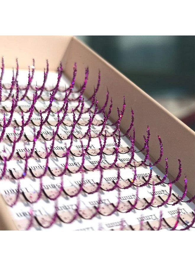 FQNing Purple Glitter Eyelash Extensions Laser Colored Spike Colorful Eye Lash Extension Professional Supplies 11Mm 16Mm Mixed(Purple) - Image 2