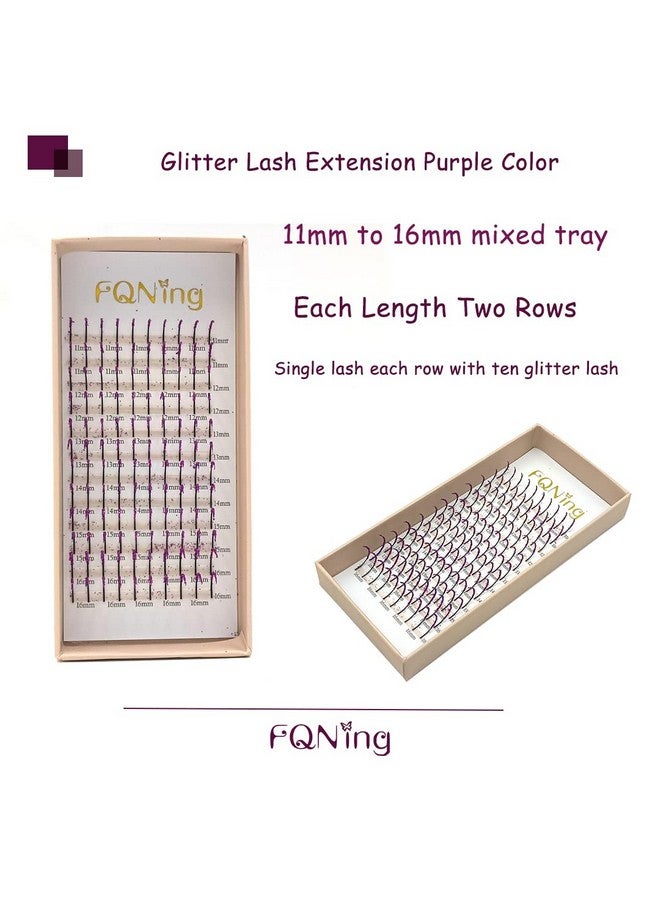 FQNing Purple Glitter Eyelash Extensions Laser Colored Spike Colorful Eye Lash Extension Professional Supplies 11Mm 16Mm Mixed(Purple) - Image 5