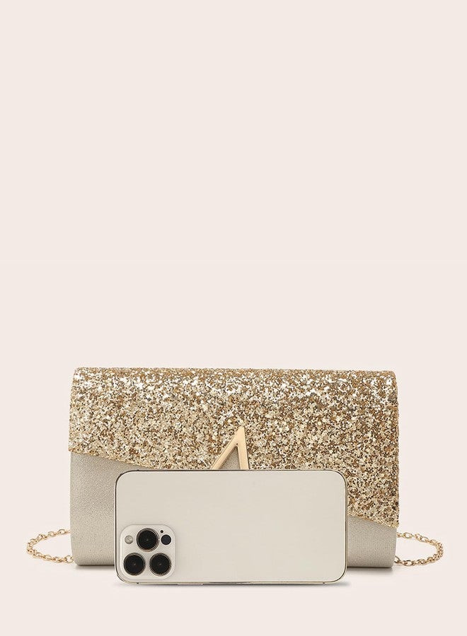 Buric Glitter Evening Clutch Purse for Women Sparkly Shiny Handbag Ladies Wedding Prom Purse with Detachable Chain Yellow - Image 5