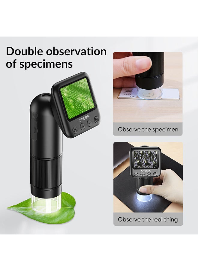 APEXEL - APEXEL APL-MS008 Handheld Digital Microscope 12X-24X Magnification Portable Microscope for Kids 2.0 Inch LCD Screen 2MP Photo 720P Video Built-in Battery with LED Lights Electronic Magnifier Camera - Image 1