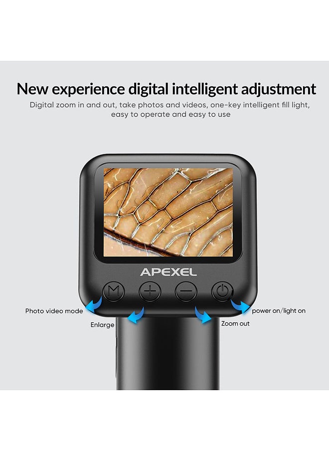 APEXEL - APEXEL APL-MS008 Handheld Digital Microscope 12X-24X Magnification Portable Microscope for Kids 2.0 Inch LCD Screen 2MP Photo 720P Video Built-in Battery with LED Lights Electronic Magnifier Camera - Image 1