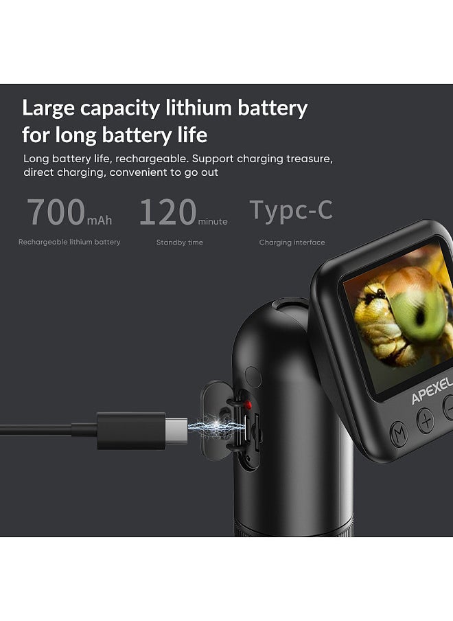 APEXEL - APEXEL APL-MS008 Handheld Digital Microscope 12X-24X Magnification Portable Microscope for Kids 2.0 Inch LCD Screen 2MP Photo 720P Video Built-in Battery with LED Lights Electronic Magnifier Camera - Image 1