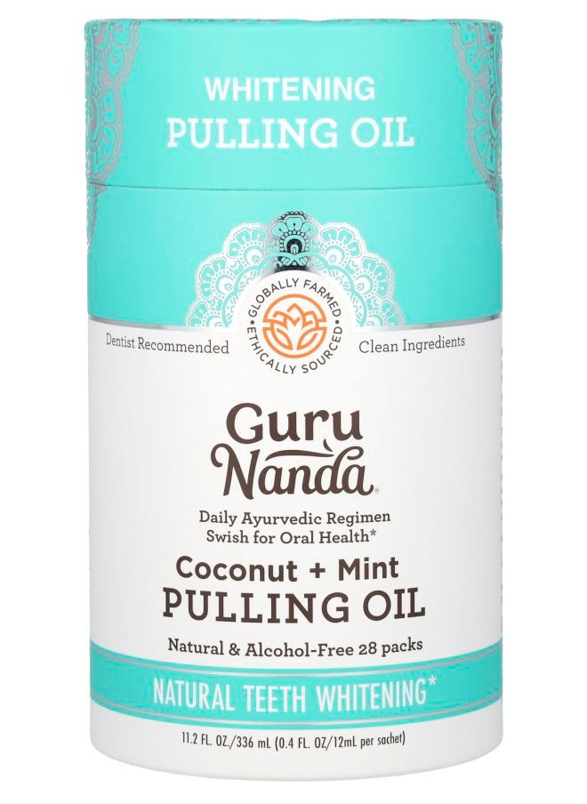GuruNanda - Whitening Pulling Oil Coconut + Mint 28 Pack 0.4 fl oz (12 ml) Each - Image 1