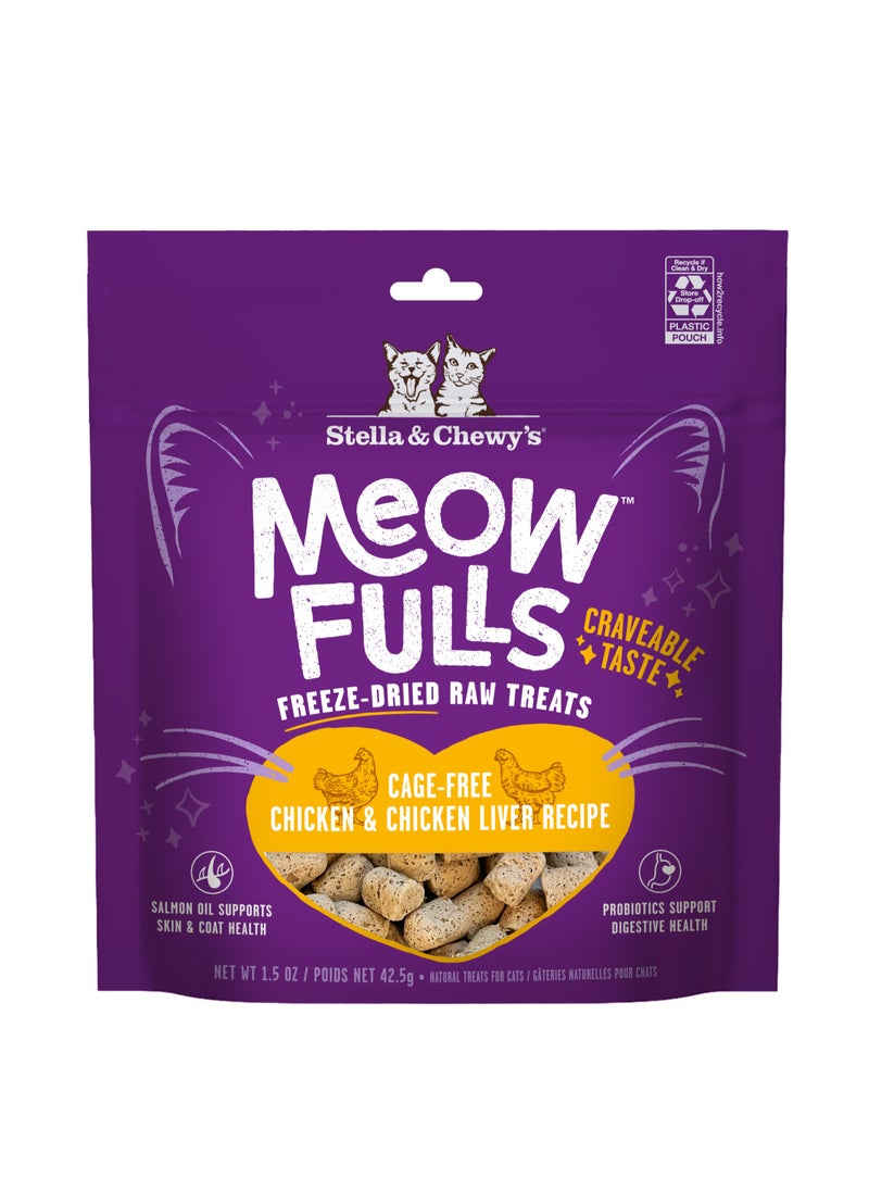 Stella & Chewy's Meowfulls Freeze Dried Cat Treats Chicken And Liver Recipe Bag 42.5G  - Image 1