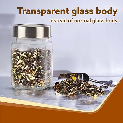 AGARO Elegant Cube Jar 310 ml, Steel Lid, Storage Glass Container, Transparent, Kitchen Organiser, Multipurpose Jar, Pack of 6 - Image 4