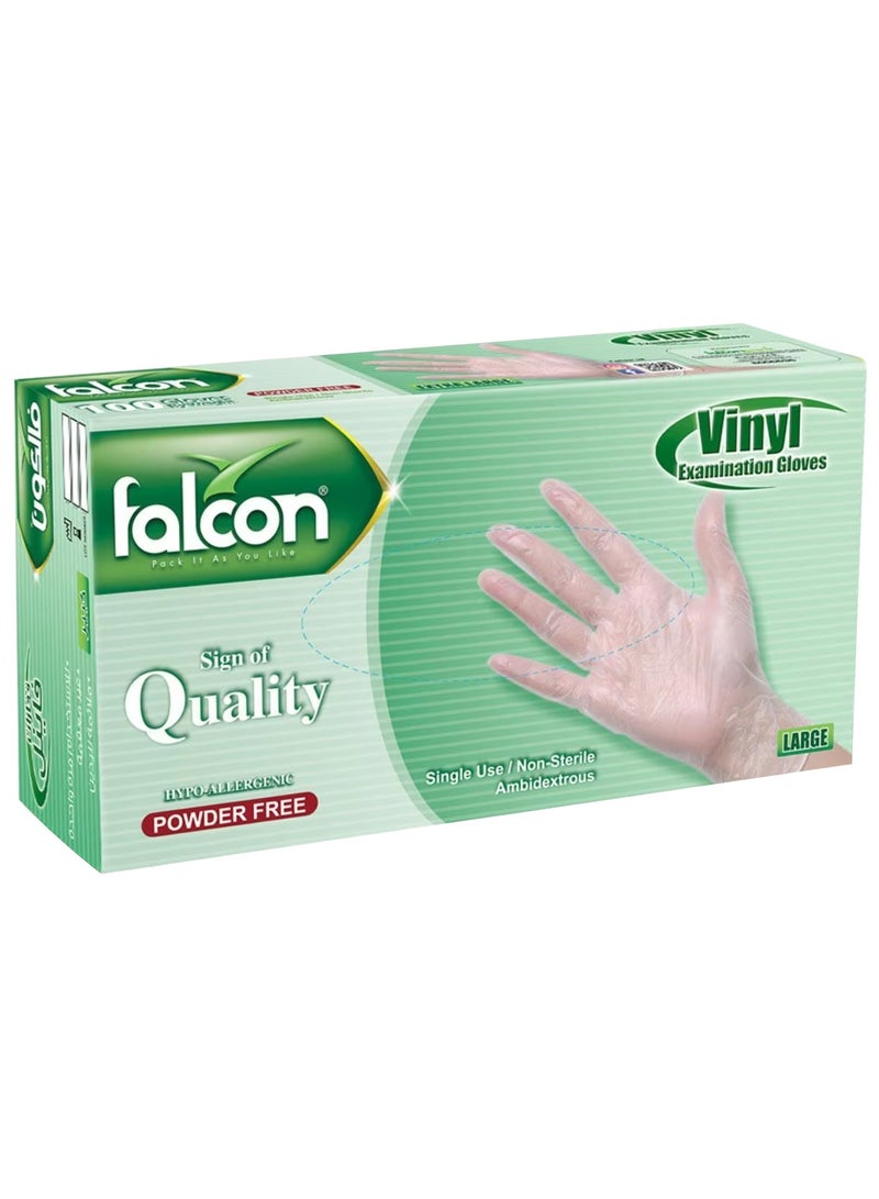 فينيل قفازات فينيل خالية من البودرة حجم كبير 100 حبة