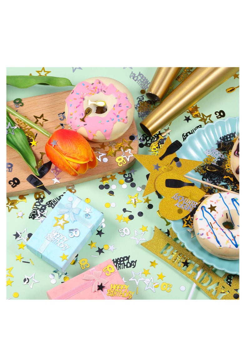 Generic - 50th Birthday Confetti - 3000 Pieces of Metallic Foil 50 Number Confetti in Gold, Black, and Silver for 50th Birthday Party Decorations, Table Scatter, and DIY Arts & Crafts Supplies. - Image 1
