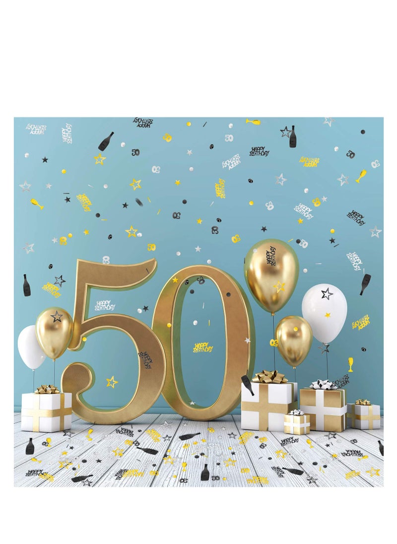 Generic - 50th Birthday Confetti - 3000 Pieces of Metallic Foil 50 Number Confetti in Gold, Black, and Silver for 50th Birthday Party Decorations, Table Scatter, and DIY Arts & Crafts Supplies. - Image 1