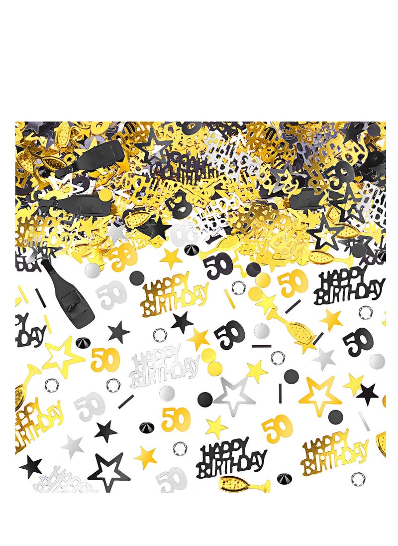 Generic - 50th Birthday Confetti - 3000 Pieces of Metallic Foil 50 Number Confetti in Gold, Black, and Silver for 50th Birthday Party Decorations, Table Scatter, and DIY Arts & Crafts Supplies. - Image 1