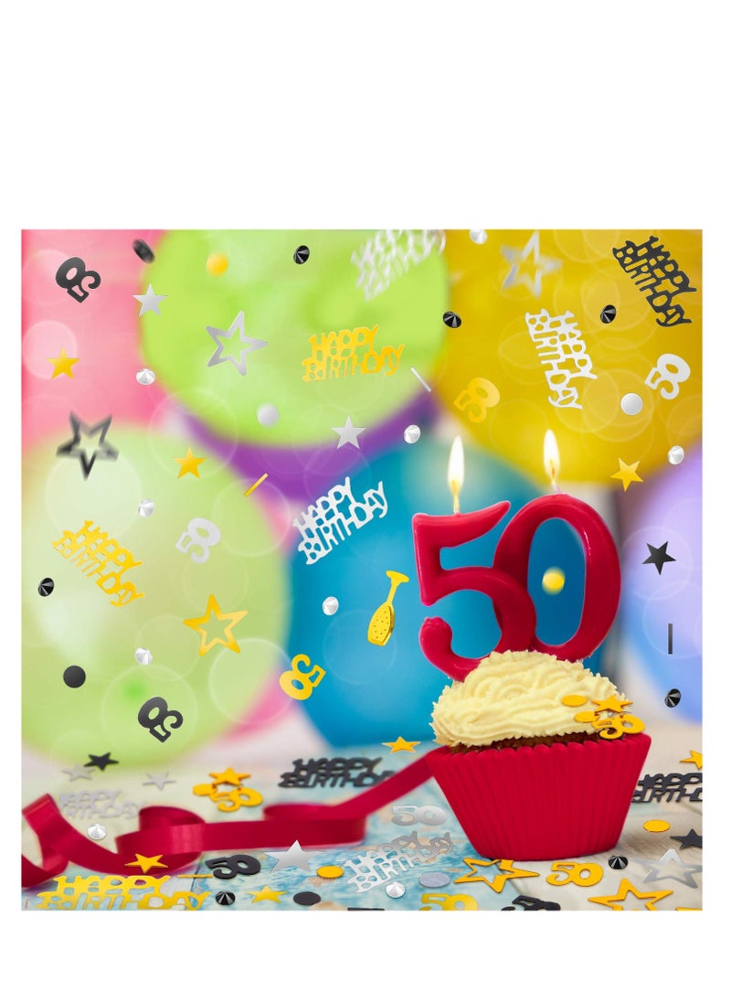 Generic - 50th Birthday Confetti - 3000 Pieces of Metallic Foil 50 Number Confetti in Gold, Black, and Silver for 50th Birthday Party Decorations, Table Scatter, and DIY Arts & Crafts Supplies. - Image 1