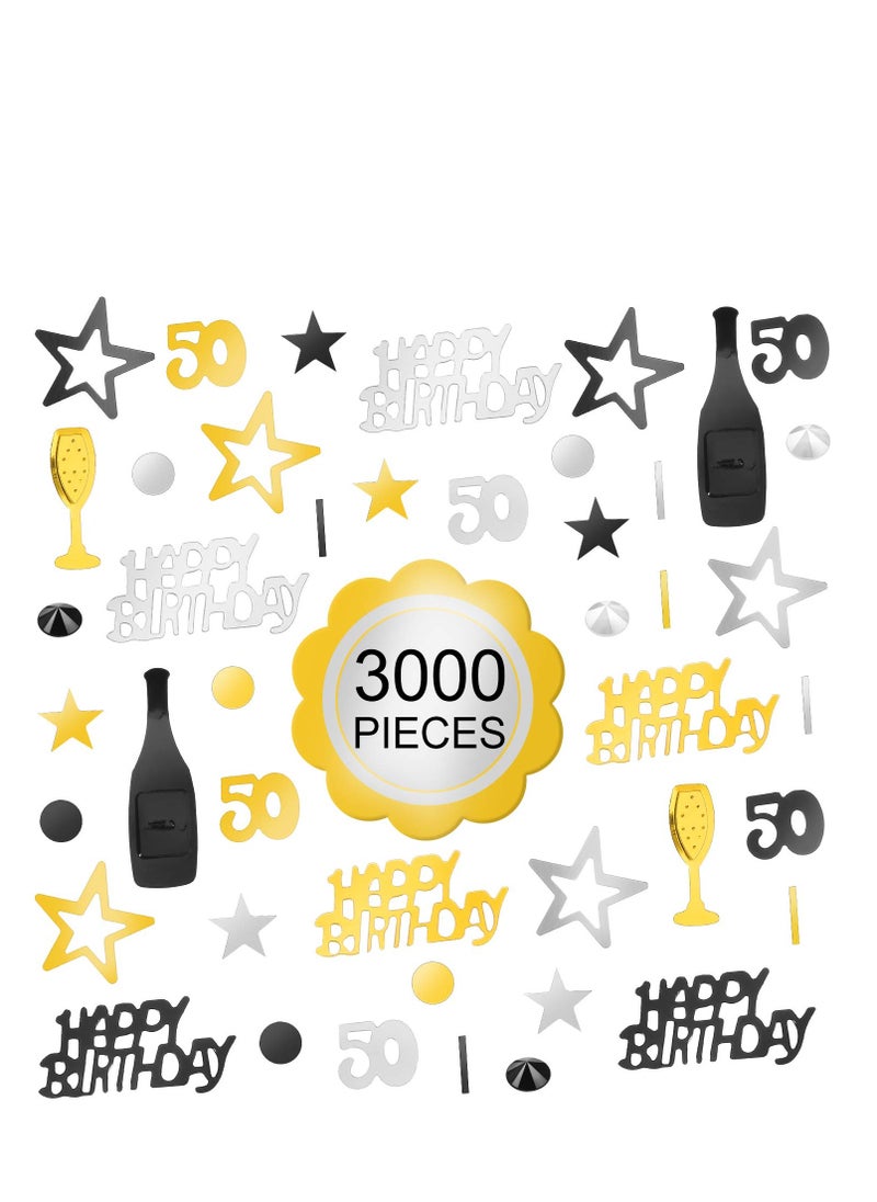 Generic - 50th Birthday Confetti - 3000 Pieces of Metallic Foil 50 Number Confetti in Gold, Black, and Silver for 50th Birthday Party Decorations, Table Scatter, and DIY Arts & Crafts Supplies. - Image 1