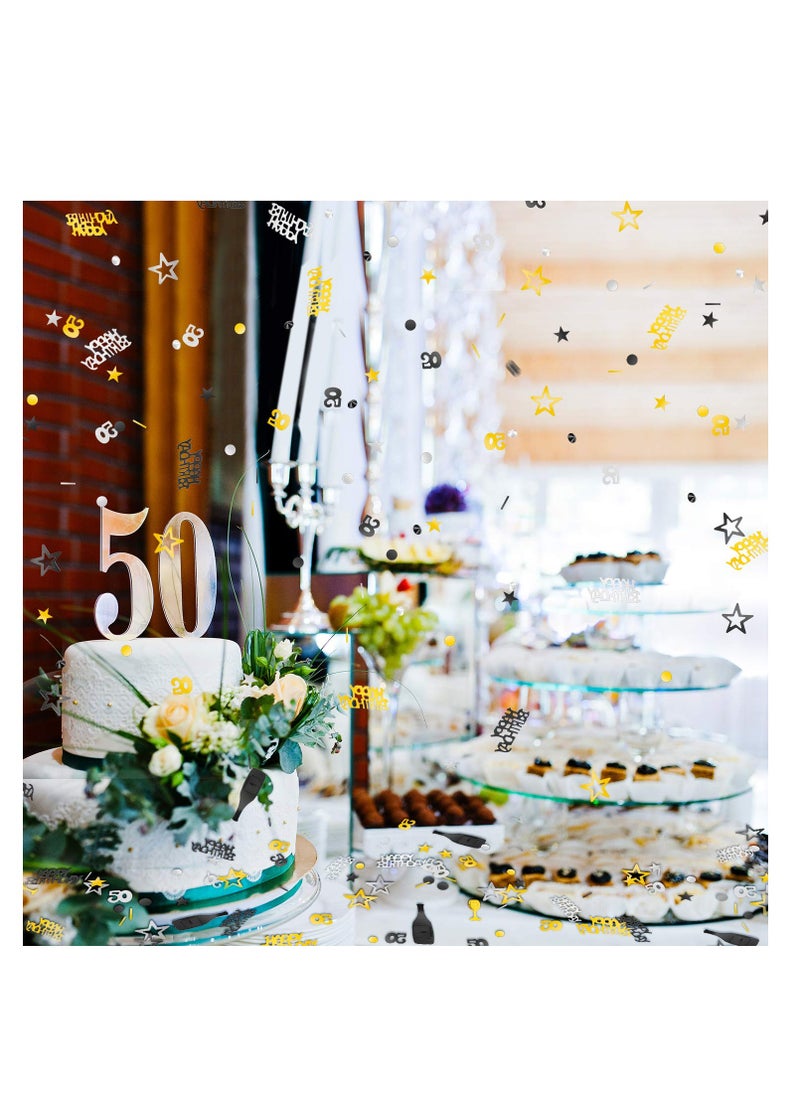 Generic - 50th Birthday Confetti - 3000 Pieces of Metallic Foil 50 Number Confetti in Gold, Black, and Silver for 50th Birthday Party Decorations, Table Scatter, and DIY Arts & Crafts Supplies. - Image 1