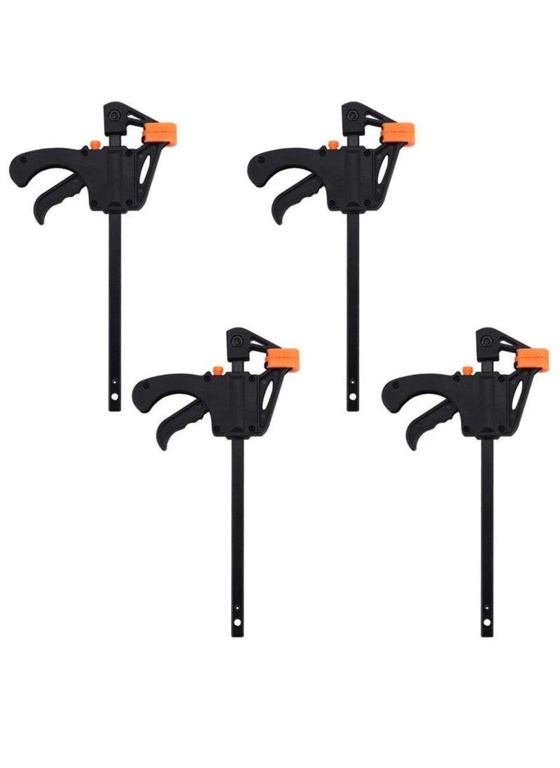 Rubik - 6 inch Bar Clamps for Woodworking, 4 Pack Quick Grip F Clip Carpenter Tools, Practical Forged Steel Heavy Duty Spreader Rocker Clip DIY Hand Tool Kit for Wood Working - Image 1
