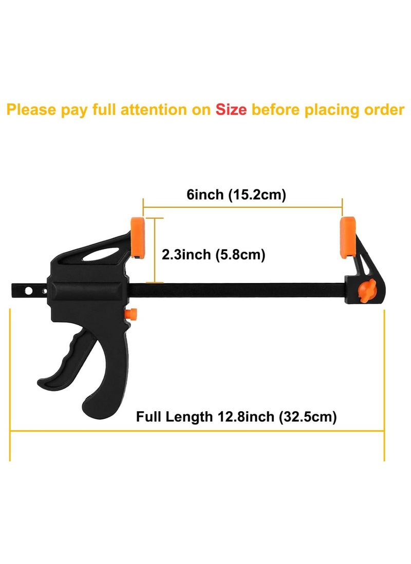 Rubik - 6 inch Bar Clamps for Woodworking, 4 Pack Quick Grip F Clip Carpenter Tools, Practical Forged Steel Heavy Duty Spreader Rocker Clip DIY Hand Tool Kit for Wood Working - Image 1