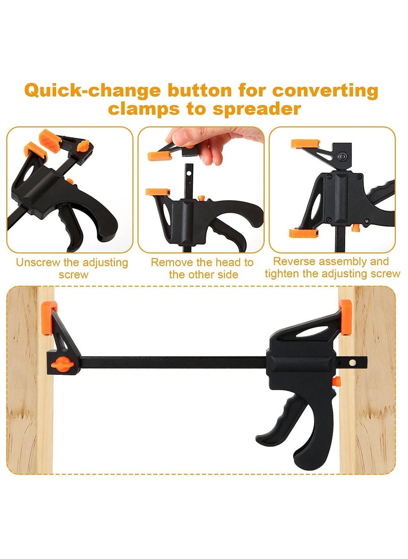 Rubik - 6 inch Bar Clamps for Woodworking, 4 Pack Quick Grip F Clip Carpenter Tools, Practical Forged Steel Heavy Duty Spreader Rocker Clip DIY Hand Tool Kit for Wood Working - Image 1