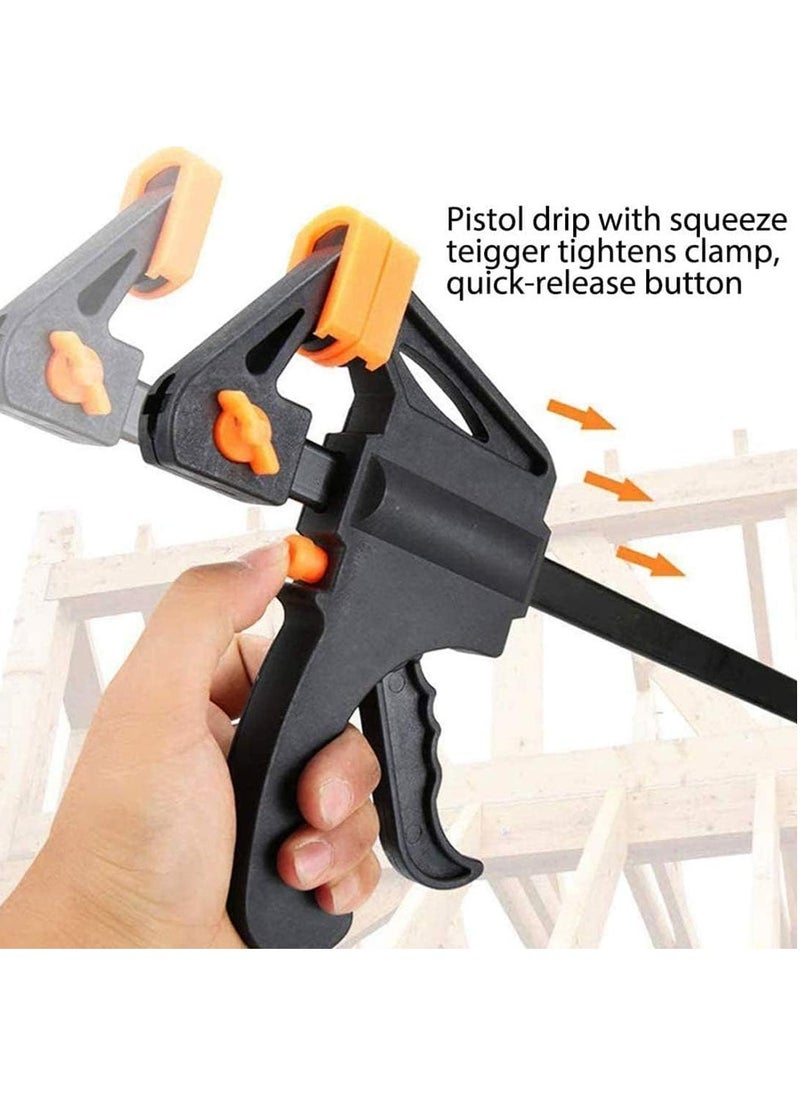Rubik - 6 inch Bar Clamps for Woodworking, 4 Pack Quick Grip F Clip Carpenter Tools, Practical Forged Steel Heavy Duty Spreader Rocker Clip DIY Hand Tool Kit for Wood Working - Image 1