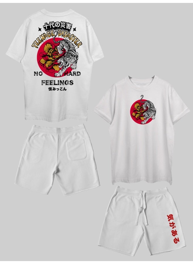THREADCURRY THREADCURRY Hard Feelings Printed Co-ord Set for Men - Half Sleeve Oversized T-Shirt and Shorts  - Image 1