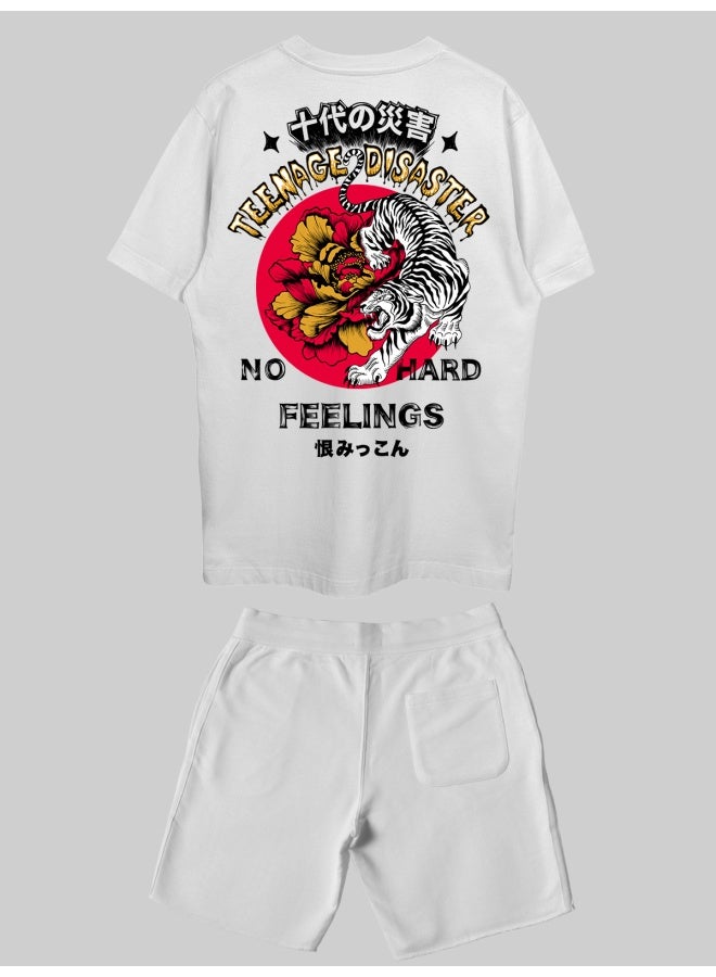 THREADCURRY THREADCURRY Hard Feelings Printed Co-ord Set for Men - Half Sleeve Oversized T-Shirt and Shorts  - Image 2