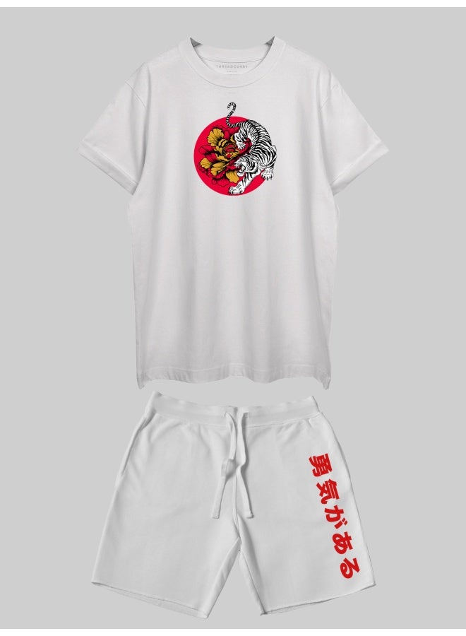 THREADCURRY THREADCURRY Hard Feelings Printed Co-ord Set for Men - Half Sleeve Oversized T-Shirt and Shorts  - Image 3