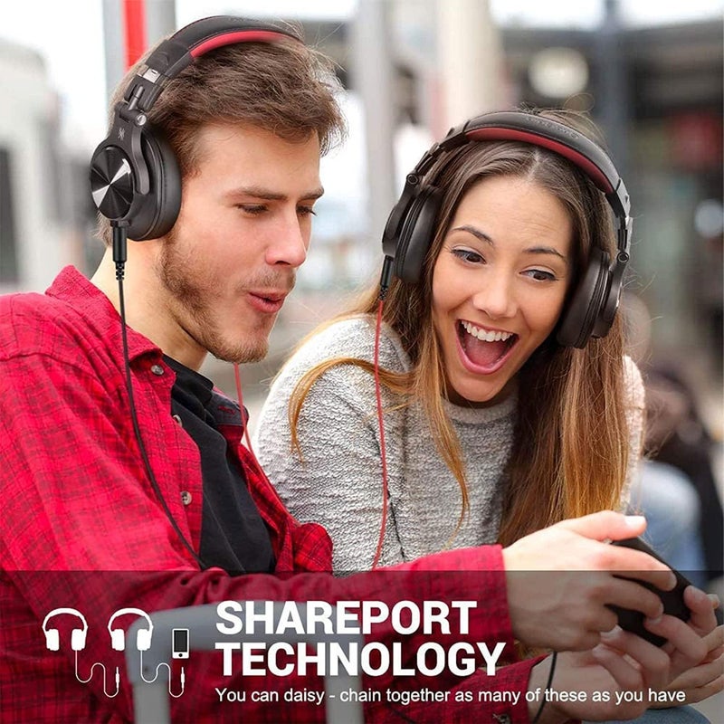 OneOdio A71 Hi-Res Studio Recording Headphones - Wired Over Ear Headphones with SharePort, Monitoring Mixing Foldable Headset with Stereo Sound, 3.5/6.35MM Jack for PC Computer DJ Guitar-Red - Image 5