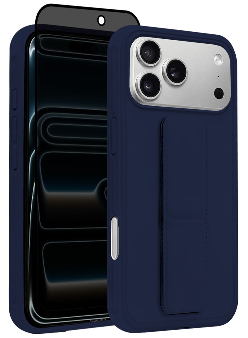 2 Packs Premium PU Leather Case for iPhone 17 Pro with Stand Function Shockproof and Anti Scratch Finger Grip with Privacy Screen Protector - Image 1