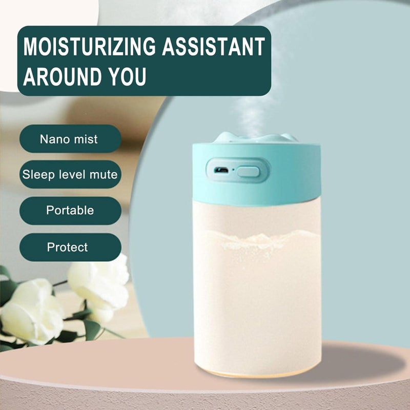 klarako Mini Humidifier 350ml Cool Mist Humidifier, Portable Car Essential Oil Diffuser Humidifier with Atmosphere light, USB Desktop Humidifier for Home Baby Bedroom Office Travel (Blue) - Image 2
