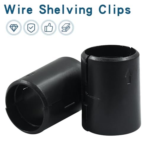 LifCratms 56Pcs (28 Pairs) Wire Shelf Clips, 7/8"(22mm) Post Wire Shelving Shelf Lock Clips, Plastic Black Shelving Sleeves Replacements for Wire Shelving System - Image 5
