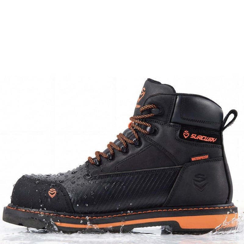 SUREWAY Men's 6" Waterproof Soft/Composite Toe Work Boot - Heavy Duty Crazy Horse Leather, Slip Resistant Lace Up for Construction & Industrial Safety - Image 4
