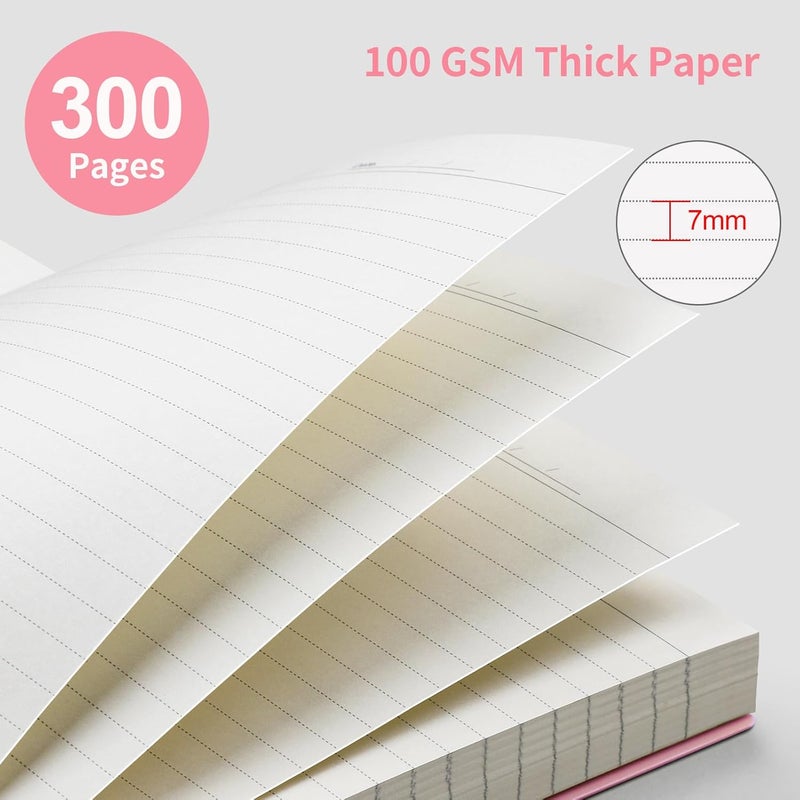 EMSHOI A5 Notebook Lined 300 Pages/150 Sheets, Wirebound Spiral Notepad Multi-coloured, 100gsm Thick Paper, Waterproof Hardcover, Writing Journal for Women Men Work Office School, 14.5 x 21cm, Pink - Image 3