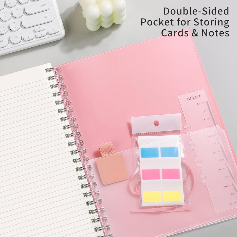EMSHOI A5 Notebook Lined 300 Pages/150 Sheets, Wirebound Spiral Notepad Multi-coloured, 100gsm Thick Paper, Waterproof Hardcover, Writing Journal for Women Men Work Office School, 14.5 x 21cm, Pink - Image 4