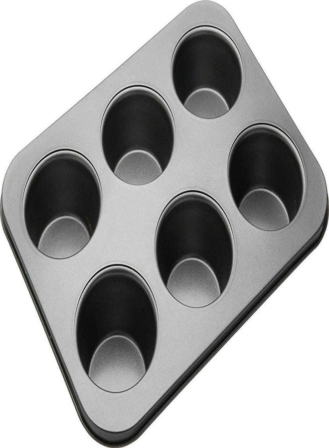 E - Ezra Baking Cupcake Candy & Chocolate Moulds Tray Metal 6 Slot Muffin Tray, Black - Image 1