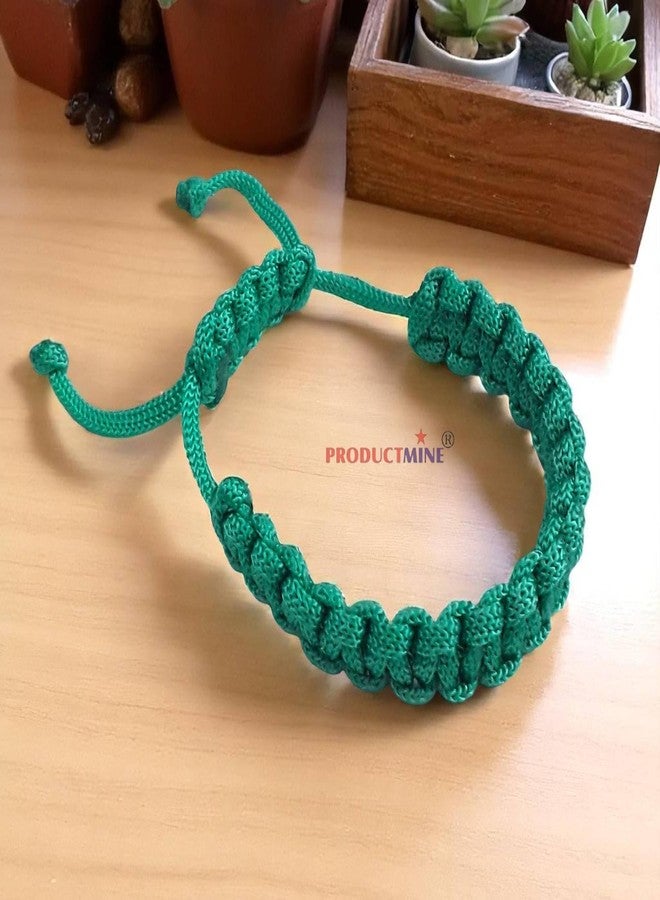 PRODUCTMINE سوار PRODUCTMINE® مصنوع يدويًا بلون أزرق مخضر، سوار معصم قابل للتعديل، سوار صداقة للنساء والرجال، لطيف على البشرة - Image 2