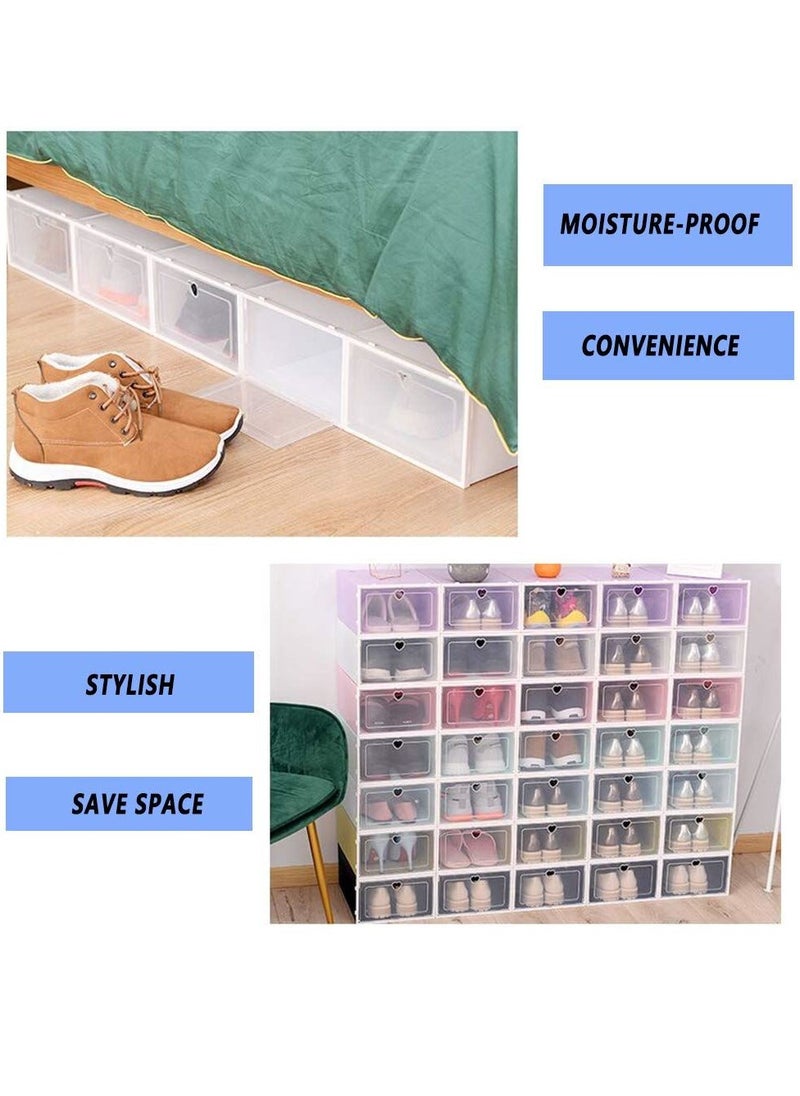 Cool Baby Transparent Foldable Shoe Box Storage Box Men's Sneaker Box Stackable Shoe Box Storage Box Suitable for Men's Sizes 12-Pack (White)