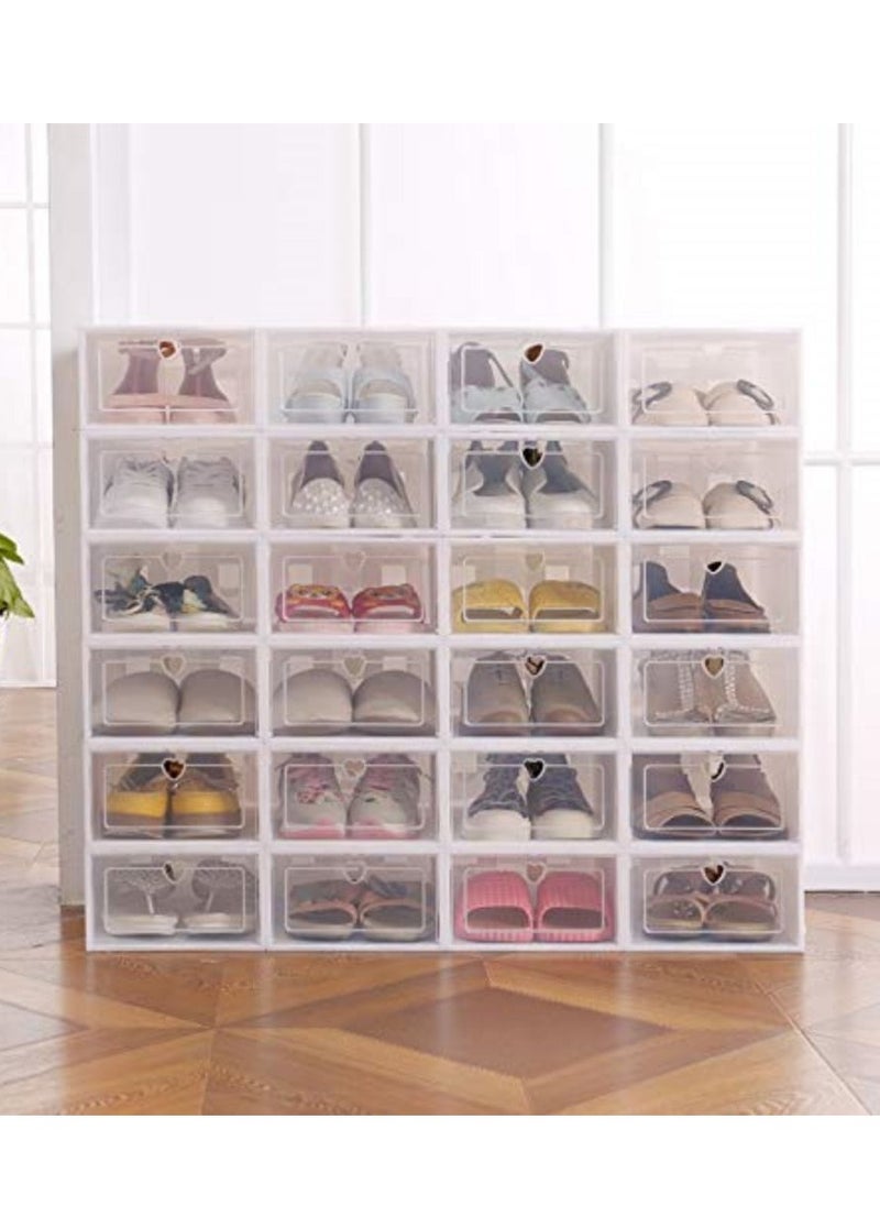 Cool Baby Transparent Foldable Shoe Box Storage Box Men's Sneaker Box Stackable Shoe Box Storage Box Suitable for Men's Sizes 12-Pack (White)