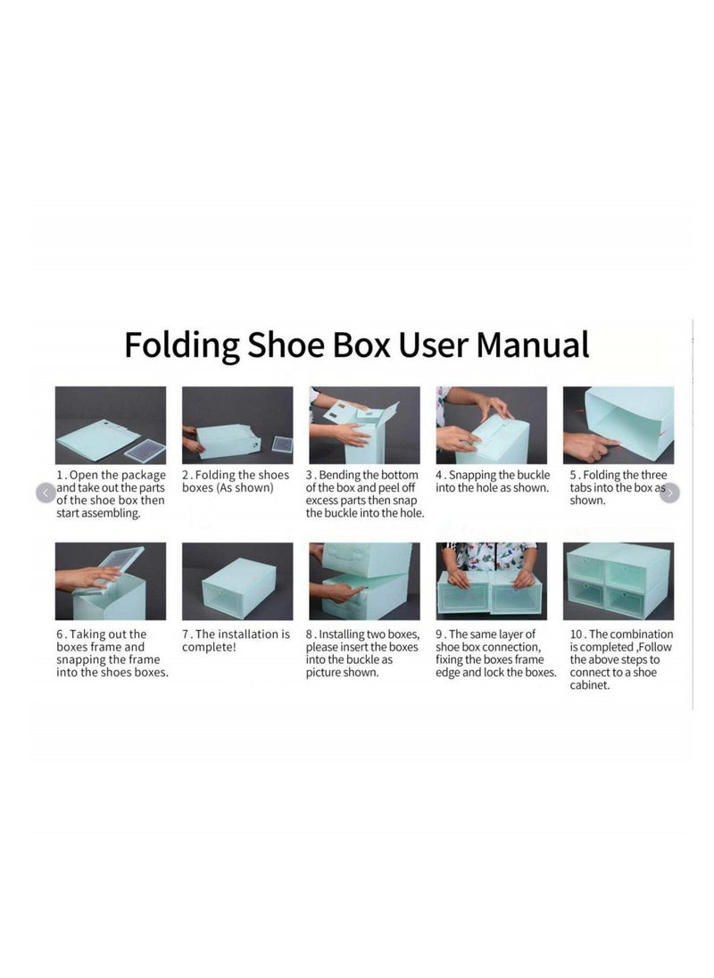 Cool Baby Transparent Foldable Shoe Box Storage Box Men's Sneaker Box Stackable Shoe Box Storage Box Suitable for Men's Sizes 12-Pack (White)