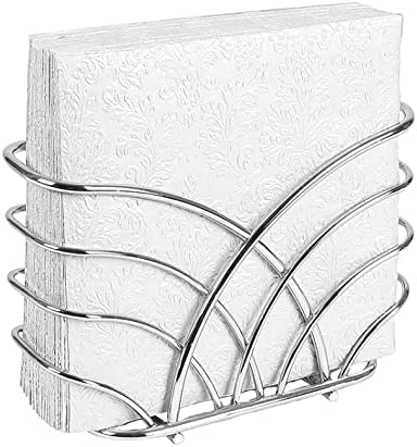 LEVIMETREE Silver Napkin Holder for Table - Decorative Napkin Holders for Paper Napkins, Kitchen Napkin Holder with Upright Storage, Fancy and Modern Stainless Steel Design, Servilleteros Para Mesas - Image 1