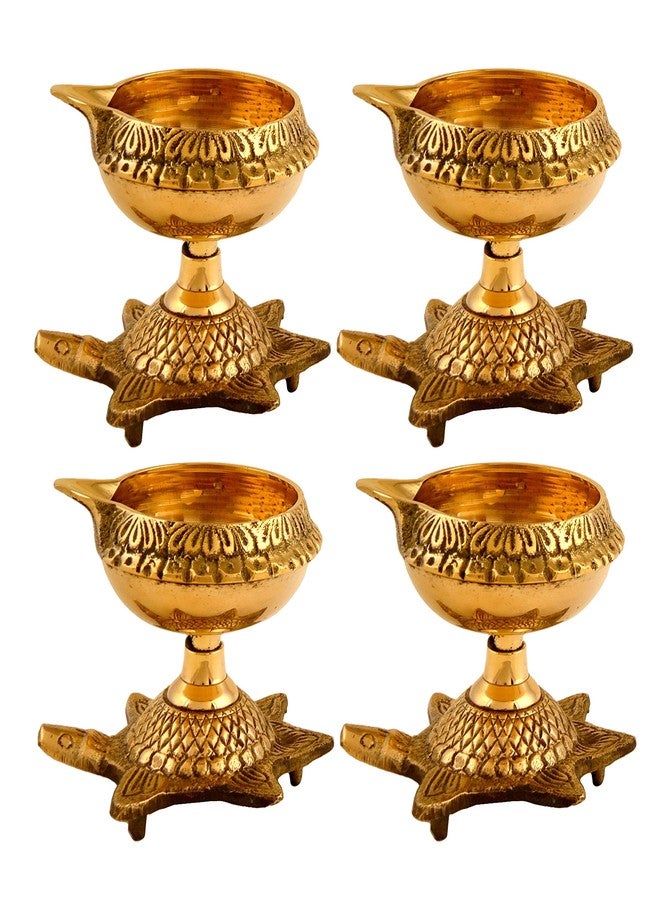 Hashcart Brass Kuber Turtle Diya for Diwali Decoration [4 Pc] - Diwali Diya - Diwali Decorations for Home - Diwali Decor Clay Diyas for Puja Diwali Return Gifts - Diya Lamp for Pooja Hashcart® - Image 1