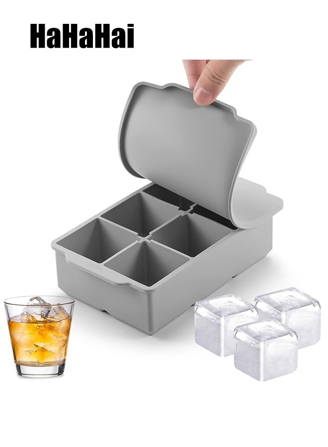 HaHaHai Ice Cube Tray Large with Lid, Stackable Big Silicone Square Ice Cube Mold - Image 1