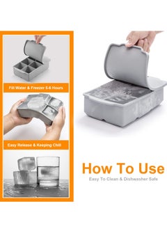 HaHaHai Ice Cube Tray Large with Lid, Stackable Big Silicone Square Ice Cube Mold  - Image 3