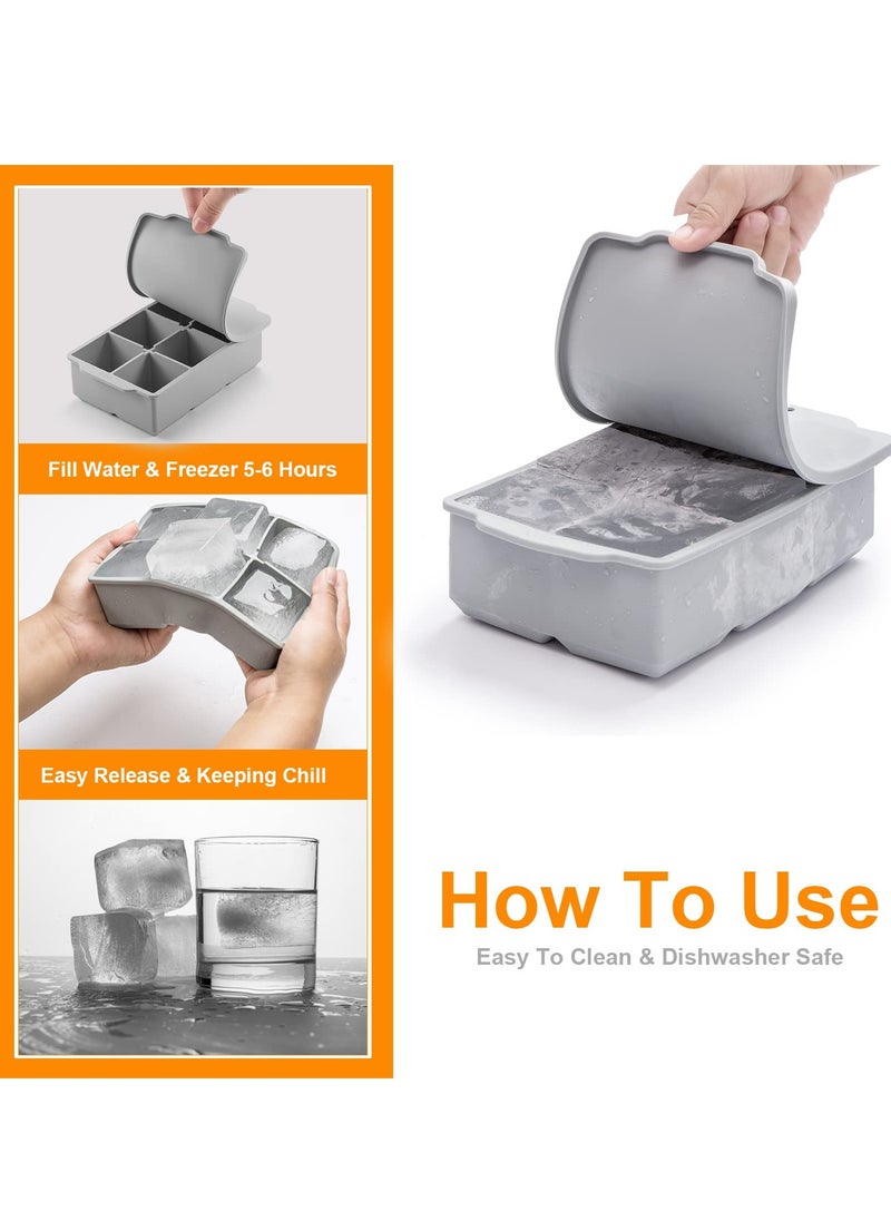 HaHaHai Ice Cube Tray Large with Lid, Stackable Big Silicone Square Ice Cube Mold  - Image 3