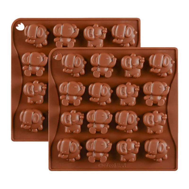 2 Pack Elephant Chocolate Candy Molds Elephant Silicone Keto Fat Bombs Molds Mini Soap Crayon Melt Resin Mould Ice Cube Tray Baby Shower Party Favors Supplies